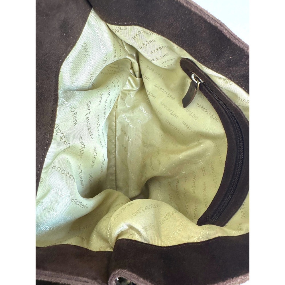 Harbour 2Nd Crossbody Chocolate Brown Suede Leather Brass Tone Studded Hobo Bag - Picture 12 of 16